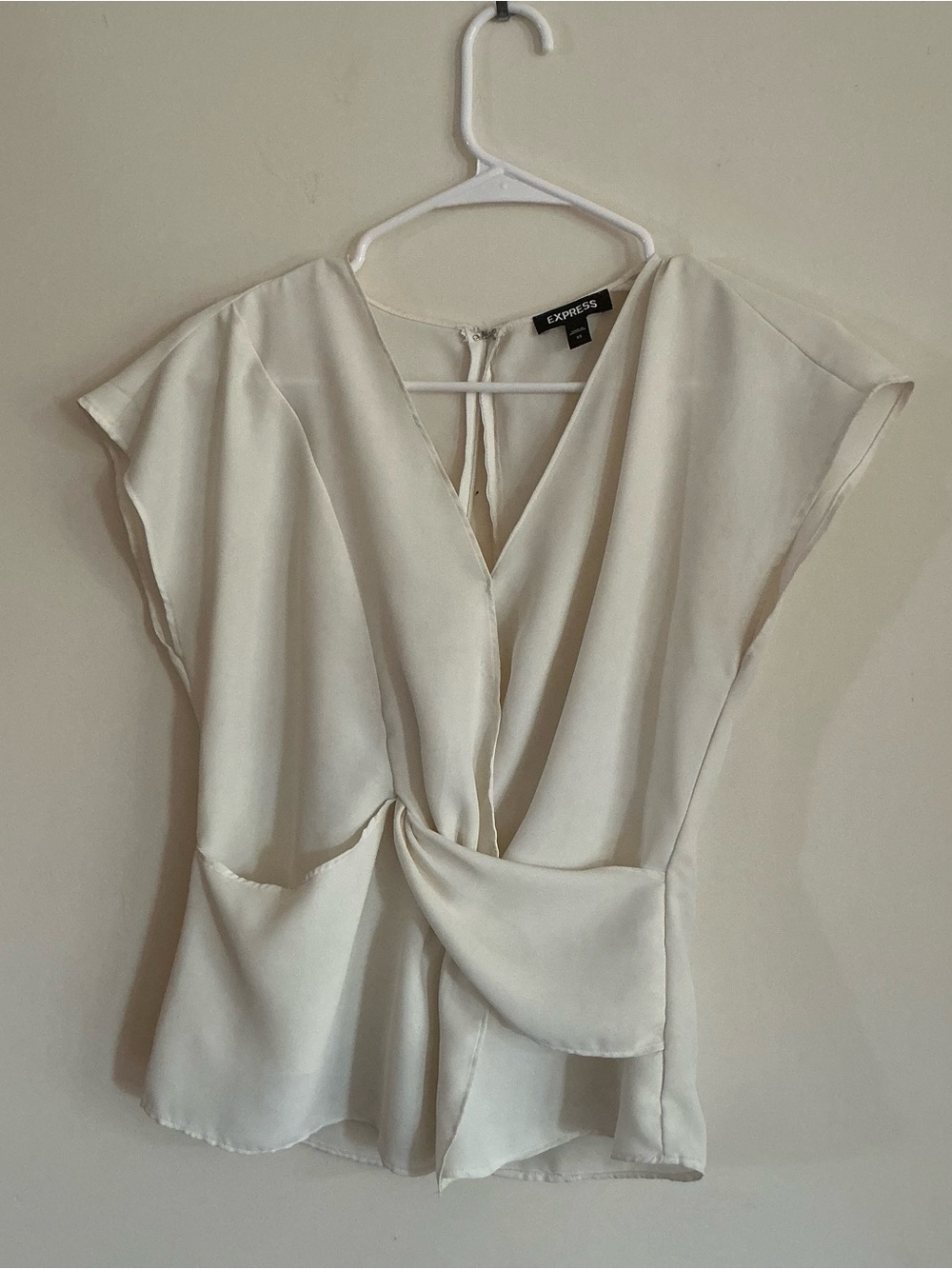 Express Cream Twist-Front V-Neck Blouse Size XS